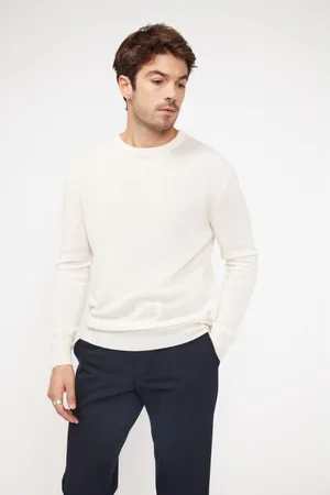 Maison Heritage Pull homme col rond ZACH en cachemire ecru