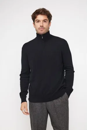 Maison Heritage Pull col zippe montant homme ZALMAN en cachemire