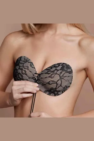Bye Bra Soutien-gorge bandeau adhésif dos nu Noir à motif