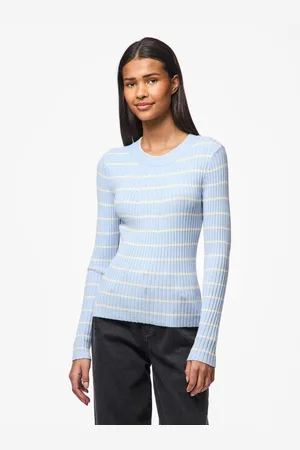 Pieces® Pull à maille en viscose Crista ciel Fleur