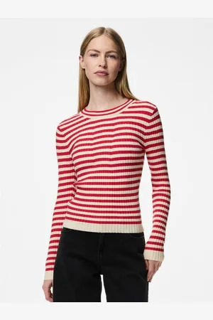 Pieces® Pull à maille en viscose Crista rayures Anya