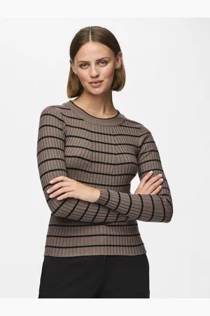 Pieces® Pull en maille Crista à rayures en viscose Ava