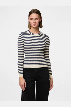 Pieces® Pull en maille viscose Crista à rayures Hattie