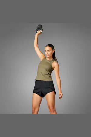 adidas Short taille haute bords-côtes 3 bandes ton sur ton Pacer All Gym Seasonal