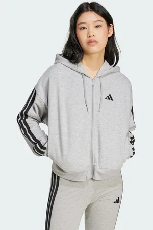 adidas Veste à capuche entièrement zippée French terry 3 bandes Essentials