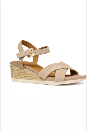 Geox Sandales compensées cuir brides croisées - Geo-d55hhb - - Cuir Vachette Velours
