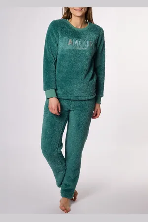 Naf-naf Pyjama manches longues chaud bords côtes - Ctmnf.tweed.pyc - - Polyester
