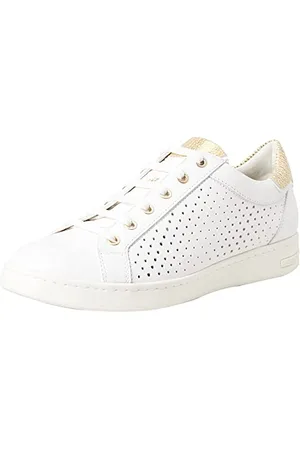 Geox Femme D Jaysen B Sneakers, White/Gold, 41 EU