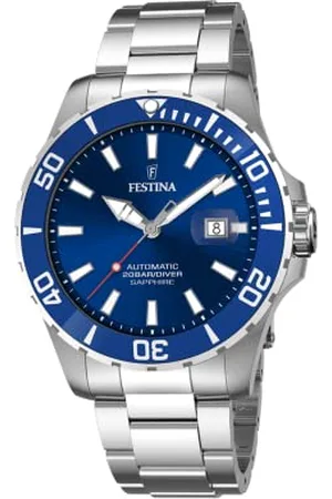 Festina Montre Automatique Bleu, Bracelet en Acier, Homme