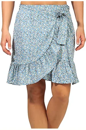 ONLY ONLOLIVIA Wrap Skirt WVN Noos Jupe, Bleu foncé/AOP : Deux Tons de Fleurs, S Femme
