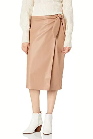 THE DROP Manon Jupe portefeuille midi en similicuir pour Femme, , XXL