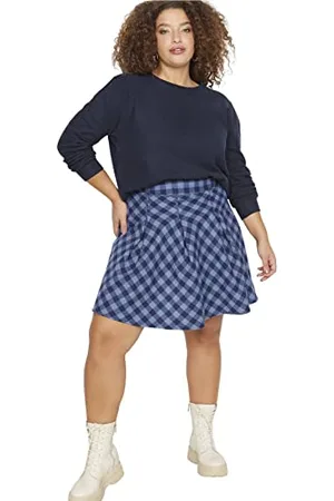 Trendyol Femme Jupe plissée tissée Grande Taille Scooter, , 74