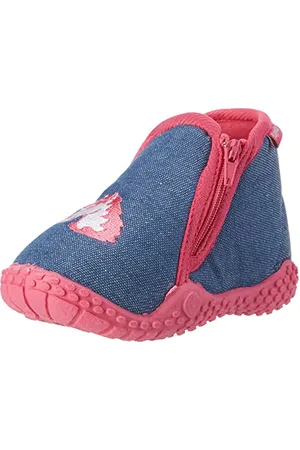 Playshoes Fille Hausschuh Einhorn Pantoufles, Blue Jeansblau 3, 22/23 EU