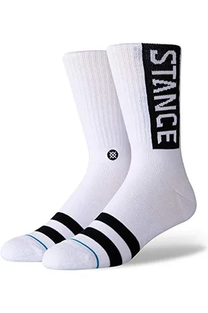 Stance Crew Sock Messy Chaussettes, White, Small Homme