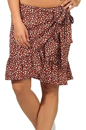 ONLY ONLOLIVIA Wrap Skirt WVN Noos Jupe, Henné/AOP : Deux Tons de Fleurs, S Femme