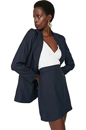 Trendyol Mini Jupe trapèze tissée pour Femme, Noir foncé, 64