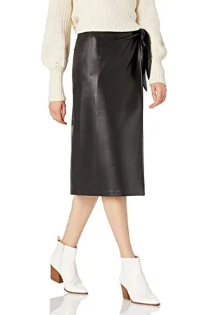 THE DROP Manon Jupe portefeuille midi en similicuir pour Femme, , M