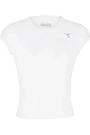 Diadora T-Shirt Team pour Fille, Blanc, Gris Clair, XXL