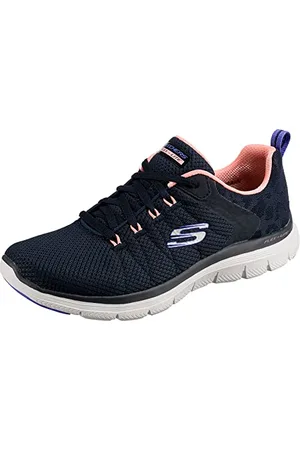 Skechers Femme Flex Appeal 4.0 Elegant Ways Basket, Bordure en Maille Bleu Marine, 39 EU