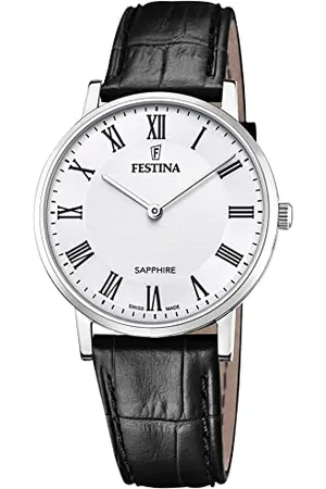 Festina Montre pour Homme F20012/2 Swiss Made Boîtier en Acier Inoxydable Gris Bracelet en Cuir Noir
