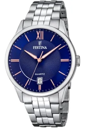 Festina Montre Classics Bleu, Bracelet en Acier, Homme