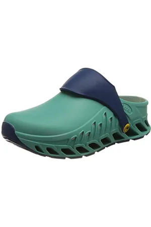 Scholl Evoflex - Zoccoli Unisex - Zoccoli sanitari con cinturino e plantare anatomico - Calzature Ospedaliere Verde - Antistatico e antiscivolo
