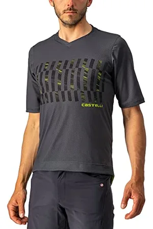 Castelli Trail Tech Tee T-Shirt Homme, Dark Gray/Black-Electric Lime, XL