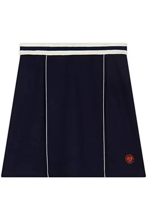 Roland Garros Jupe Femme Héritage Jupes Femme Nolia - Jupe Femme Courte Coloris - Jupe Trapeze Femme avec Logo - Jupe Taille Elastique - Taille XS - RJUW0120-MAR-XS