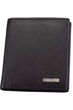 Alassio Mini Geldbörse im Hochformat, aus echtem Leder, mit Metallemblem, innen Carbonoptik Porte-Monnaie, 10 cm