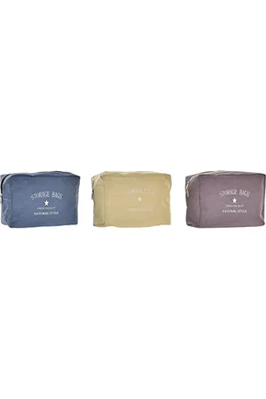 Dkd Home Decor Trousse de Toilette Bleu Jaune Grenat Moderne (20 x 8 x 14 cm) (3 Pièces), Adultes Unisexe, , Taille Unique