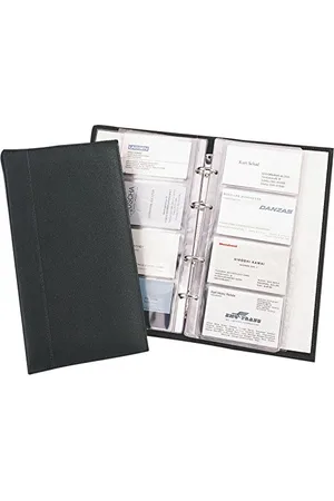 Alassio Visitenkarten Ringbuch aus FineTouch Lederimitat, mit Register A-Z und Einlagen für 120 Karten Porte-Cartes de Visite, 25 cm