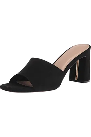 THE DROP Pattie Mules à Haut Talon Bloc pour Femme, Microsuède, Noir, Pointure 39,5