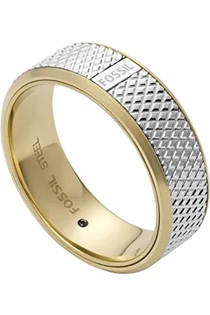 Fossil Bague Pour Homme, Largeur : 7.4mm Bague En Acier Inoxydable Or Et Argent, JF04195998