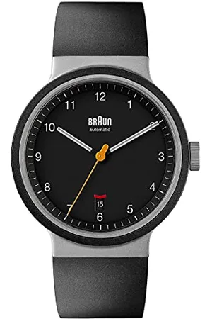 von Braun Automatic 3-Hand 40mm Mens Watch with Date Analogue Watch, Rubber Strap, 40mm Stainless Steel Case with Black Dial, Model BN0278BKBKG.