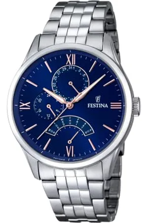 Festina Montre Retro Bleu, Bracelet en Acier, Homme