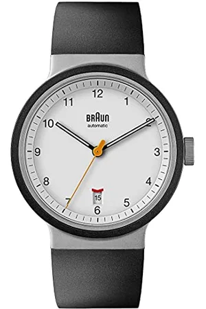 von Braun Automatic 3-Hand 40mm Mens Watch with Date Analogue Watch, Rubber Strap, 40mm Stainless Steel Case with White Dial, Model BN0278WHBKG.