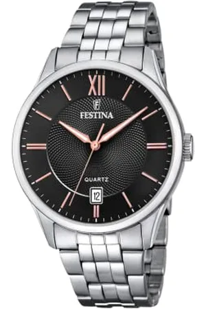 Festina Montre Classics Noir, Bracelet en Acier, Homme