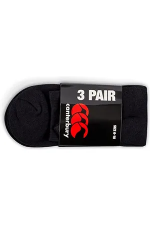 Canterbury Crew Lot de 3 Chaussettes, Noir/Rouge, M Mixte