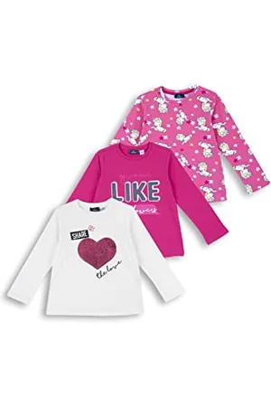 chicco Ensemble de t-shirts à manches longues en coton, T-Shirts Fille, , 15 mois (pack of 3)