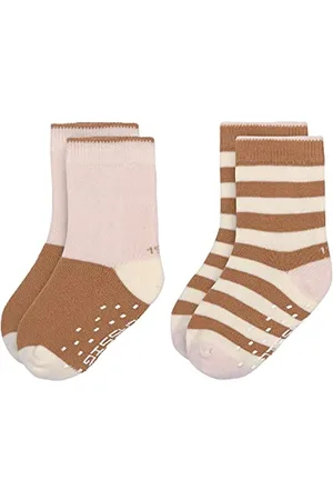 LÄSSIG LÄSSIG Chaussettes unisexes antidérapantes pour enfants Lot de 2/ Rose/caramel Taille 19-22