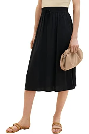 TOM TAILOR 1036680 Jupe Midi, 14482-Deep Black, 32 Femme