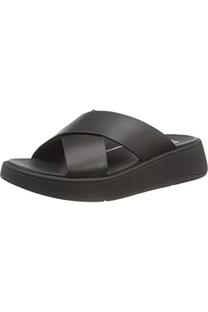 FitFlop Femme F-Mode Leather Flatform Cross Slides Sandale Glissante, , 37.5 EU
