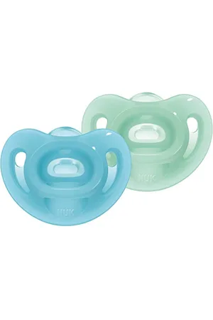 NUK Sensitive - Lot de 2 sucettes - 0 à 6 mois - 100% silicone pour peau délicate - Sans BPA - et vert