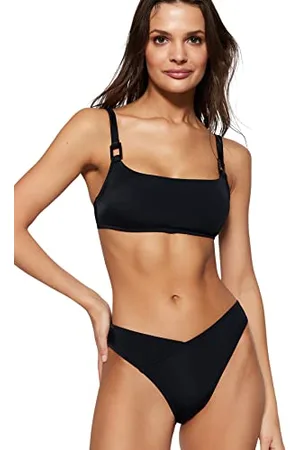 Trendyol Women Bralette Knit Bikini Top Maillot De Bain, Black, 46 FR Femme