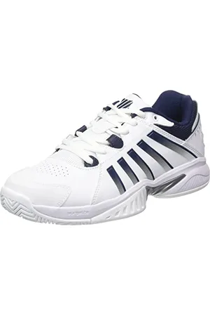 K-Swiss Tennis Homme Receiver V Chaussures de Tennis en Plein air, White/Peacoat/Silver, 42.5 EU