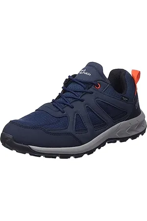 Jack Wolfskin Homme WOODLAND 2 TEXAPORE LOW M Chaussure de Marche, Dark Bleu / Rouge, 40.5 EU