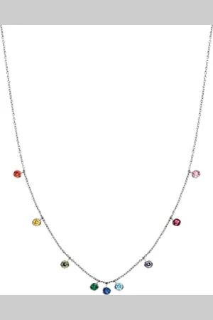 Engelsrufer Collier boule pour femme en argent sterling serti de 9 zircones multicolores – Réglable en deux longueurs – Fermoir mousqueton, 42 cm, Argent sterling, Zircone cubique