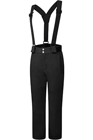 Dare 2B Outmove II Pantalon de Ski Imperméable, Isolant et Respirant avec Coutures Cousues-collées, Bretelles détachable et Guêtres Intégrées Salopettes Enfant Black FR: L (Taille Fabricant: 7-8)