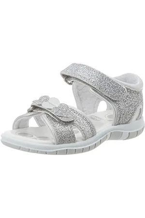 Sandales Chicco Fille - Double Velcro Blanc Souples Et Respirantes - Avec Papillons Pailletés