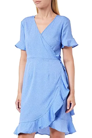 ONLY Onlolivia S/S Wrap Dress WVN Noos Robe, Bonnet Bleu, 36 Femmes